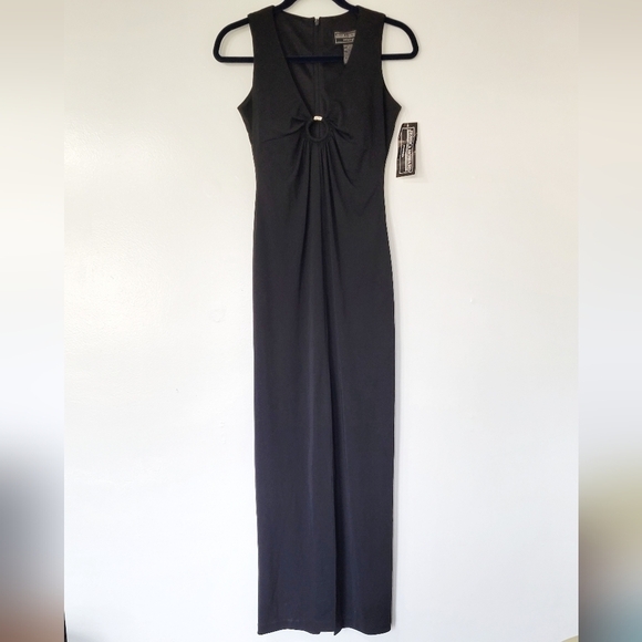 NWT Jessica Howard Evenings Black Formal Sleeveless Maxi Slit Dress Size 4 - Picture 1 of 8